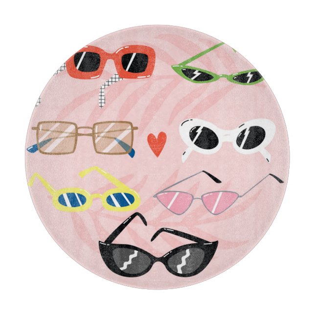 Fun Cartoon: Trendy Sunglasses Collection Cutting Board (Front)