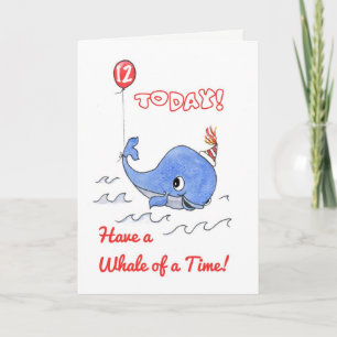 Fun Cartoon Whale and Balloon 12th Birthday Card