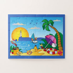 Fun Cartoons of the Beach Jigsaw Puzzle