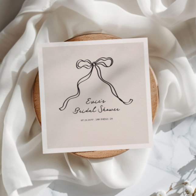 Fun Casual Handwritten Bow Bridal Shower Napkin (Creator Uploaded)