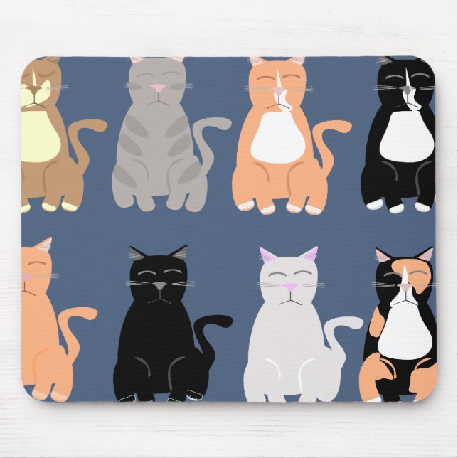 Fun Cat Breeds Types Cartoon Pattern Art Mouse Pad (Front)