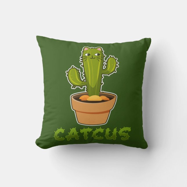 Fun Cat Cactus Catcus Pet Plant Cushion (Front)