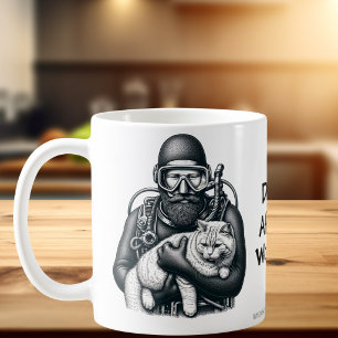  Fun Cat Dad Scuba Diver  Personalise Coffee Mug