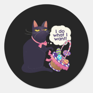 Fun Cat Easter What I Want Easter Basket Stuffers Classic Round Sticker