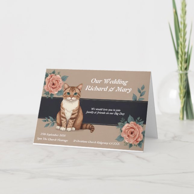 Fun Cat Elegance Wedding Invitation (Front)