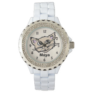 Fun cat kitten graphic name wrist watch