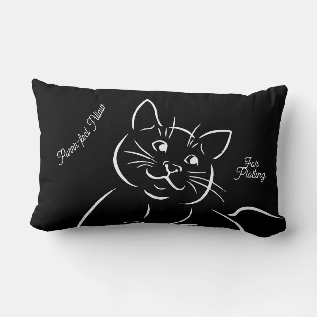 Fun Cat Line Art Animal Print Lumbar Pillow  (Back)