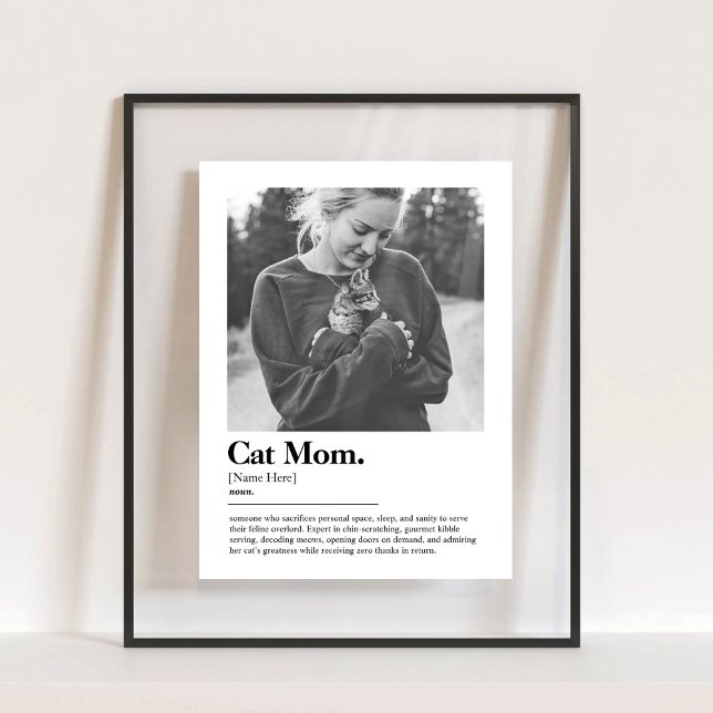 Fun Cat Mum Funny Dictionary Definition with Photo Acrylic Sign (Fun Cat Mom Funny Dictionary Definition with Photo Acrylic Sign)