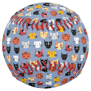 Fun Cat Pattern Blue Softball