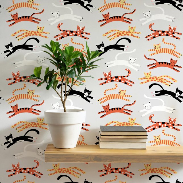 Fun Cat Pattern Wallpaper (Fun kitty cat patterned wallpaper)
