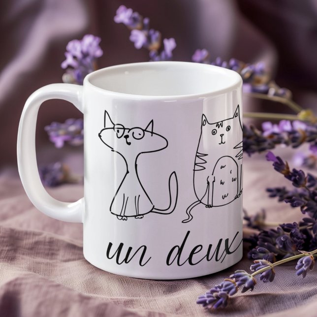 Fun Cat Person Un Deux Trois  Coffee Mug (un deux trois cat coffee mug)