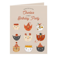 Fun Cat Personalised 1st Birthday Party Invitation