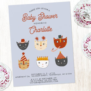 Fun Cat Personalised Baby Shower Invitation Postcard