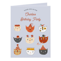 Fun Cat Personalised Birthday Party Invitation