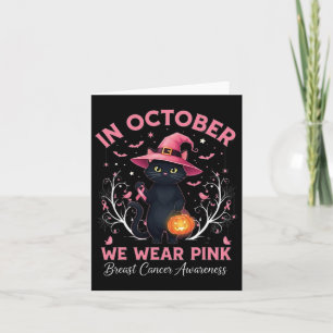 Fun Cat Pink Ribbon In October We Wear Pink Breast Card