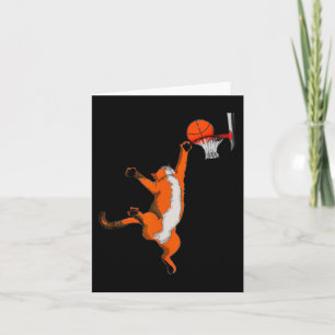 Fun Cat Playing Basketball Sports Cat Basketball L Card