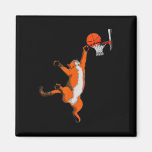 Fun Cat Playing Basketball Sports Cat Basketball L Magnet