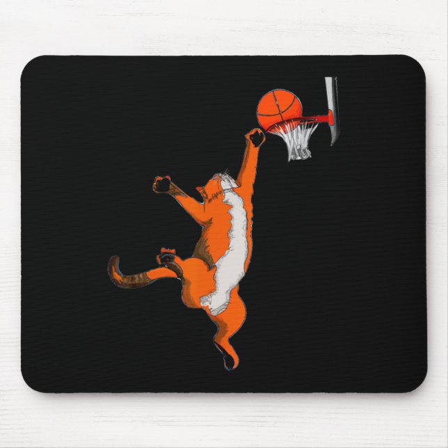 Fun Cat Playing Basketball Sports Cat Basketball L Mouse Pad (Front)
