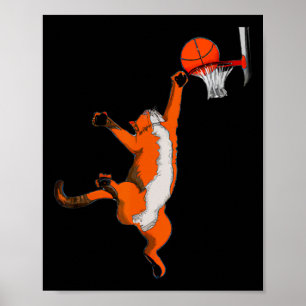 Fun Cat Playing Basketball Sports Cat Basketball L Poster