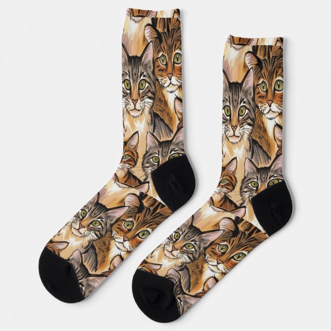 Fun Cat Print Socks - Perfect for Cat Lovers! (Left)