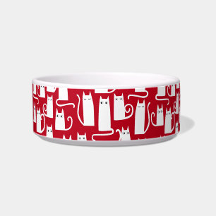 Fun Cat Red and White Bowl
