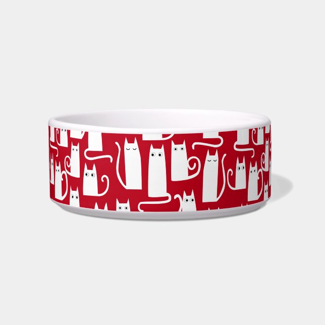 Fun Cat Red and White Bowl (Front)