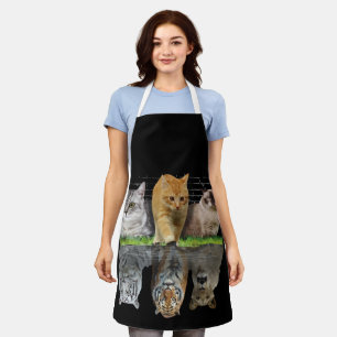Fun Cat Reflection Gift Design Idea Apron