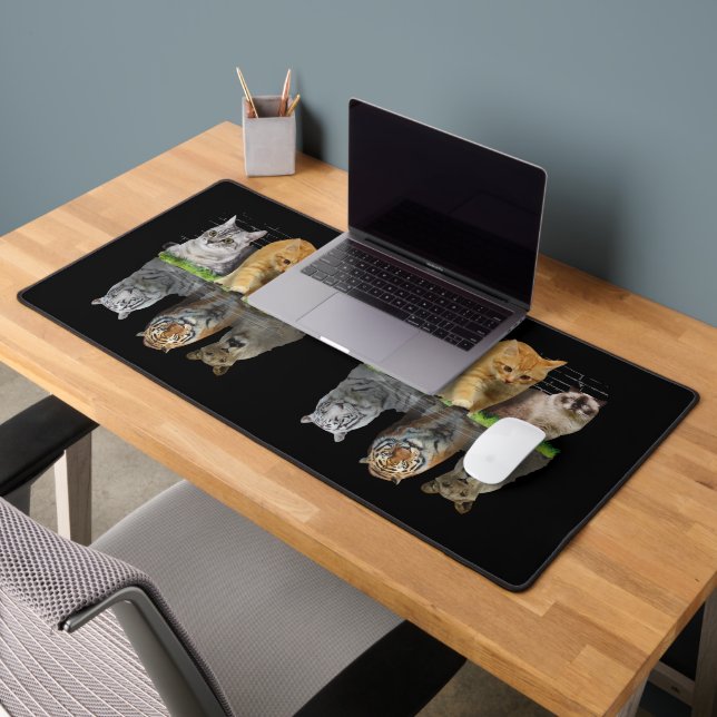 Fun Cat Reflection Gift Design Idea Desk Mat (Office 2)