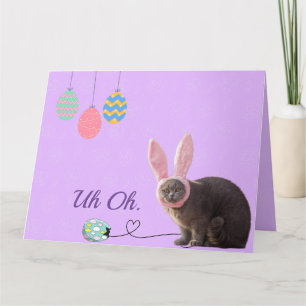 Fun Cat with Bunny Ears Custom Easter Card