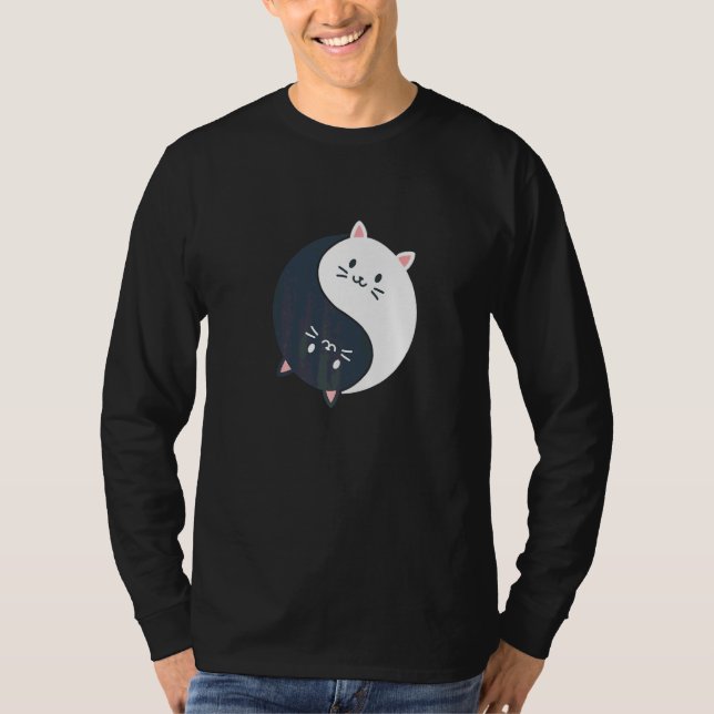 Fun Cat Yin And Yang T-Shirt (Front)