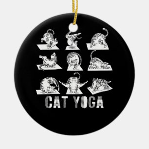 Fun Cat Yoga Adorable Cats Doing Yoga Positions Me Ceramic Tree Decoration