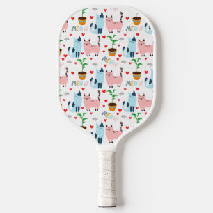Fun Cats and Mice With Hearts Pickleball Paddle
