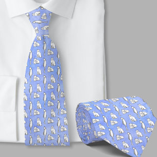 Fun cats pattern hand drawn blue tie