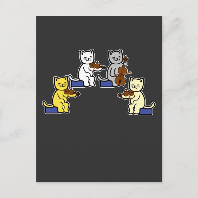 Fun Cats Playing Violin Cello Gift Music Postcard (Front)