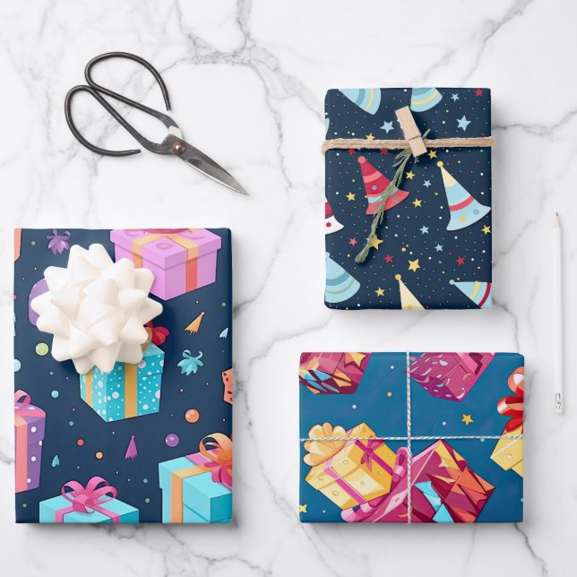 Fun Celebration Birthday present theme  Wrapping Paper Sheet (Front)