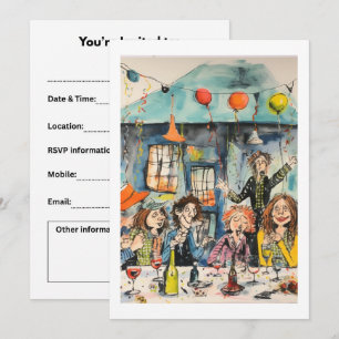 Fun, celebration illustration invitation