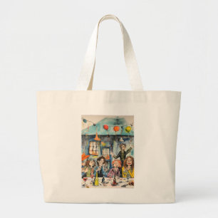 Fun, celebration illustration large tote bag