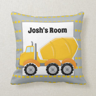Fun cement truck add name boys decor pillow