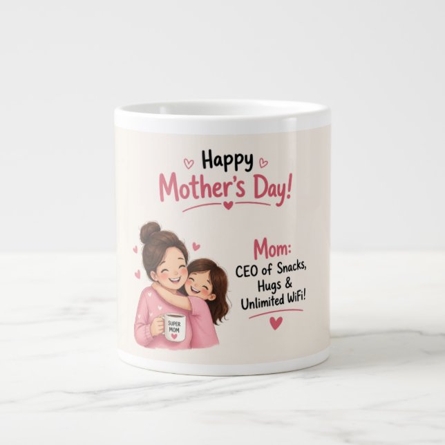 Fun CEO of Snacks & Hugs Illustration Large Coffee Mug (Front)