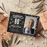 Fun Chalkboard Doodle Photo Surprise 80th Birthday Invitation<br><div class="desc">Unveil the fun with our modern and funky 'Shhh... It's a Surprise' 80th Birthday Party Invitation! With a touch of nostalgia on a rustic chalkboard design,  you can customise it with a personal photo and party details. Create an instant buzz for your surprise celebration!</div>