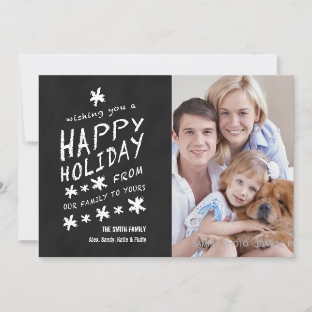 FUN CHALKBOARD HAPPY HOLIDAY PHOTO CARD (Front)