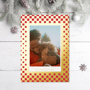 Fun Checkers Photo Red Gold