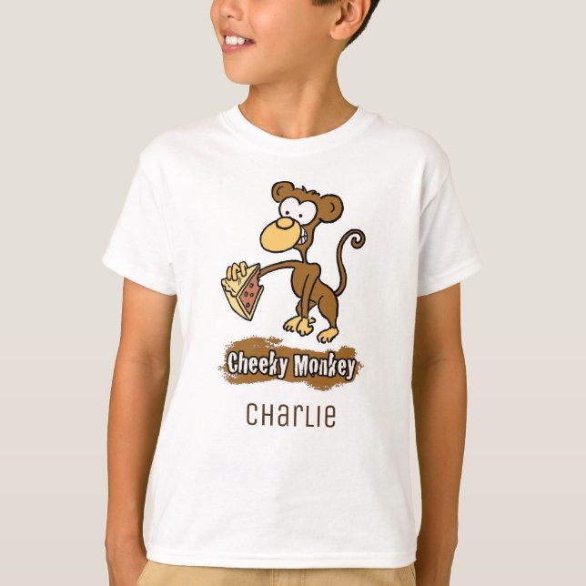 Fun Cheeky Monkey Cartoon Design T-Shirt (Front)
