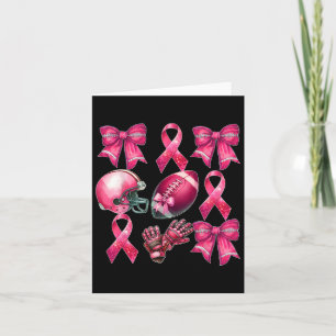 Fun Cheer Cute Coquette Bow Footbyll Breast Cancer Card
