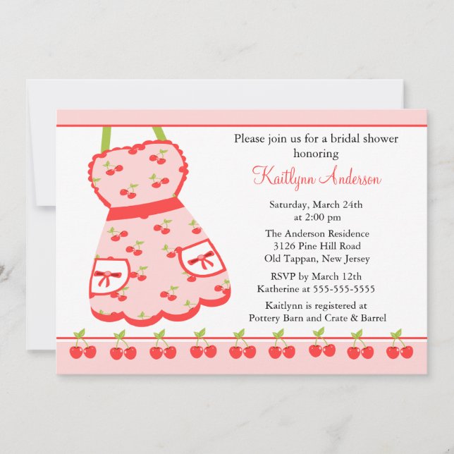 Fun Cherry Retro Kitchen Bridal Shower Invitation (Front)