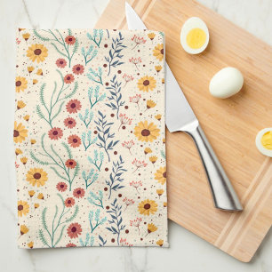 Fun Chic Modern Daisy Floral Pattern Tea Towel