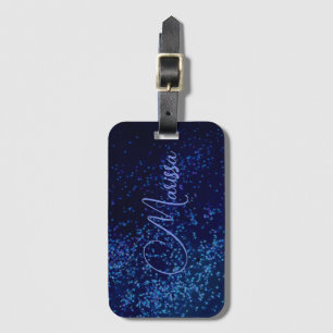 Fun Chic Personalised Blue Confetti   Luggage Tag