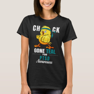 Fun Chick Gone Teal Ribbon Chicken Warrior Ptsd Aw T-Shirt