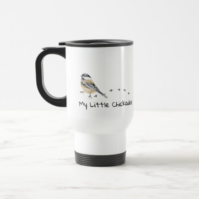 Fun Chickadee Cute little Bird Tracks Mug (Left)