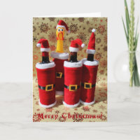 Fun Chicken and Wine Christmas Greeting Card!